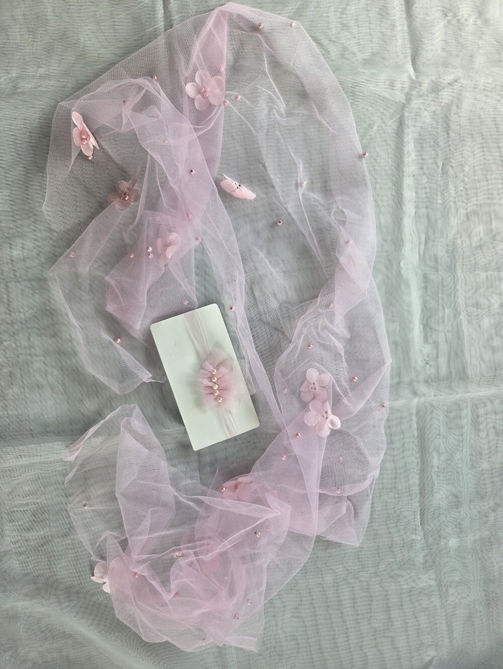 Pink Mesh Photo Prop With Headband